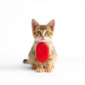 TinkerTail Button Training Clicker Red, professional studio product photo on a white background.
