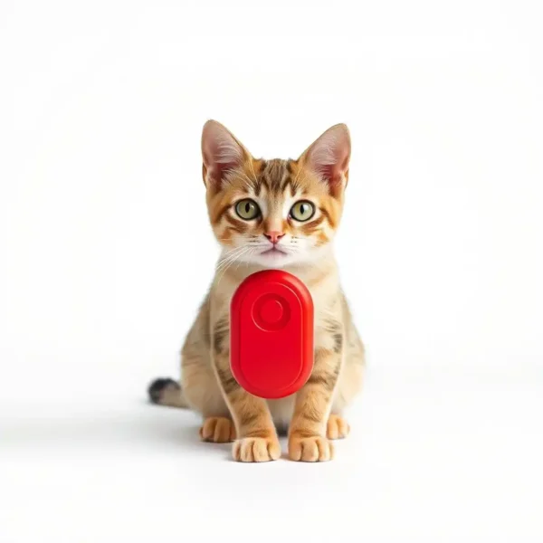 TinkerTail Button Training Clicker Red, professional studio product photo on a white background.