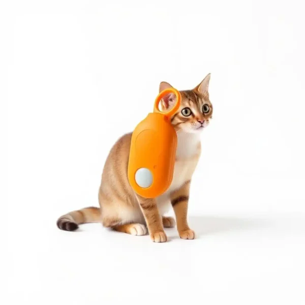 BrightCue Finger-Loop Training Clicker Orange, professional studio product photo on a white background.