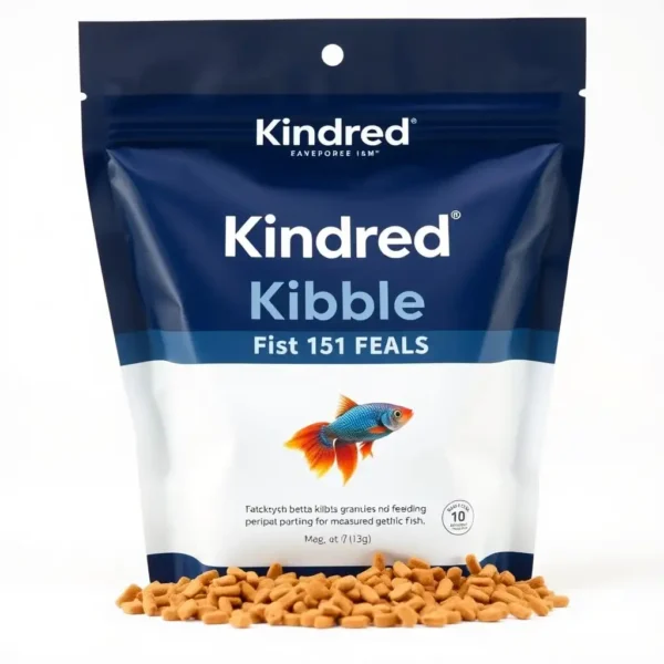 Kindred Kibble Fish Betta Granules Fish Food 45g, professional studio product photo on a white background.
