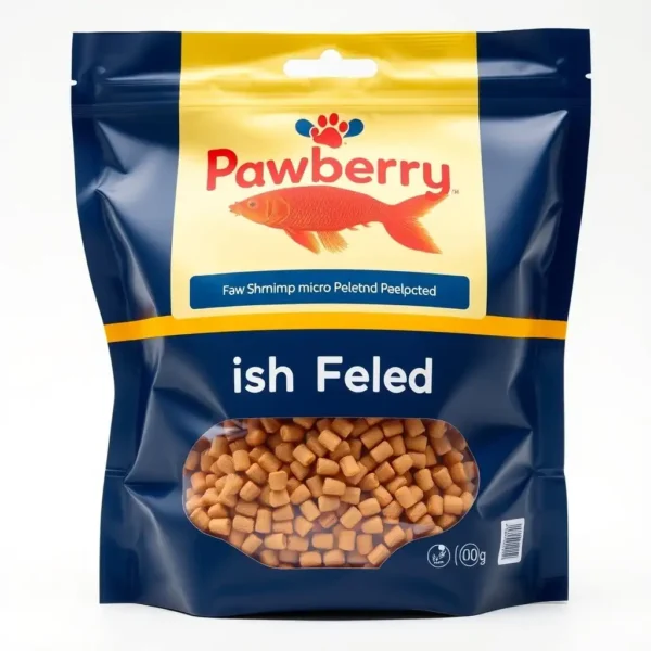 Pawberry Pantry Fish Shrimp Micro Pellets Fish Food 60g, professional studio product photo on a white background.