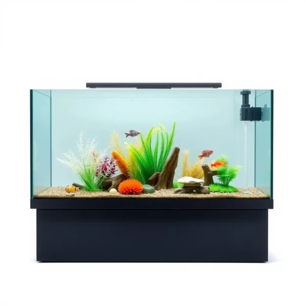 AquaMorrow 90L Glass Aquarium Panoramic, professional studio product photo on a white background.