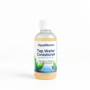 AquaMorrow Tap Water Conditioner Aquarium Water Treatment 100ml, professional studio product photo on a white background.