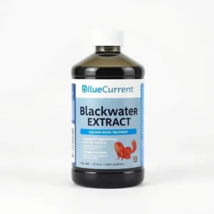 BlueCurrent Blackwater Extract Aquarium Water Treatment 200ml, professional studio product photo on a white background.