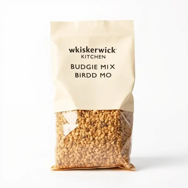 Whiskerwick Kitchen Bird Budgie Seed Mix Bird Food 500g, professional studio product photo on a white background.