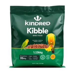 Kindred Kibble Bird Parrot Pellets Bird Food 1.5kg, professional studio product photo on a white background.