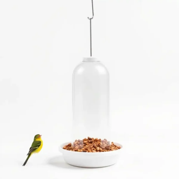 FeatherFern No-Mess Hopper Bird Feeder 500g, professional studio product photo on a white background.