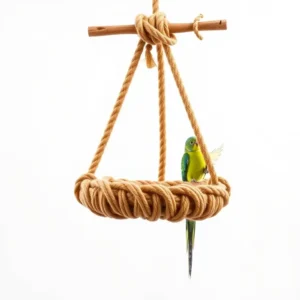 FeatherFern Rope Swing Bird Toy Small, professional studio product photo on a white background.