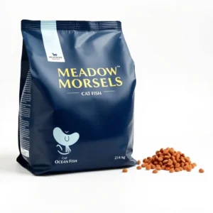 Meadow Morsels Cat Ocean Fish Adult Dry Food 2kg, professional studio product photo on a white background.