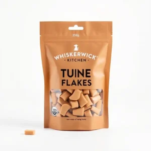 Whiskerwick Kitchen Dog Tuna Flakes Training Treats 250g, professional studio product photo on a white background.