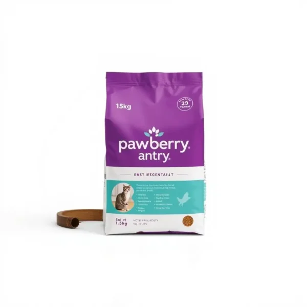 Pawberry Pantry Cat Limited Ingredient Adult Special Diet Food 1.5kg, professional studio product photo on a white background.