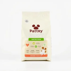 Pawberry Pantry Puppy Tuna & Pea Starter Food 3kg, professional studio product photo on a white background.