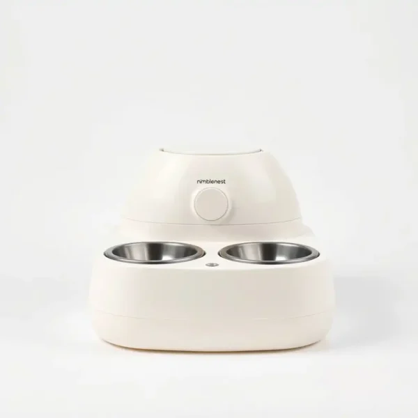 NimbleNest 2-Meal Timer Automatic Feeder 800ml, professional studio product photo on a white background.