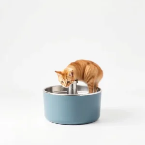 TinkerTail 2L Pet Water Fountain Stainless Steel, professional studio product photo on a white background.