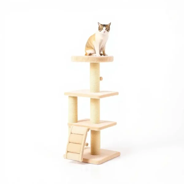 CloudTail 65cm Cat Tree Sand, professional studio product photo on a white background.