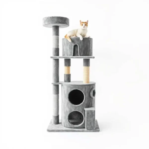 CosyBurrow 90cm Cat Tree Slate Grey, professional studio product photo on a white background.