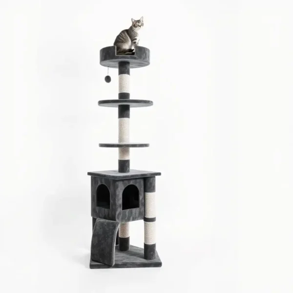 CloudTail 170cm Cat Tree Charcoal, professional studio product photo on a white background.