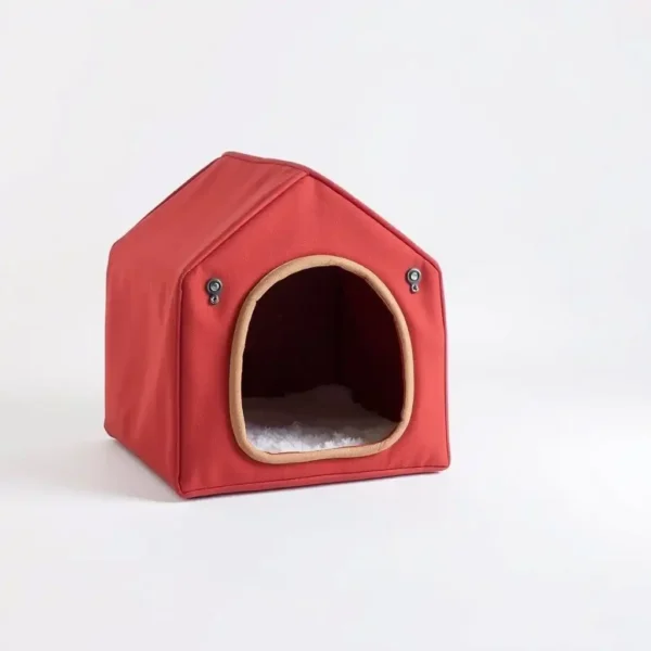 HearthPaws Insulated Fabric Pet House Compact, professional studio product photo on a white background.