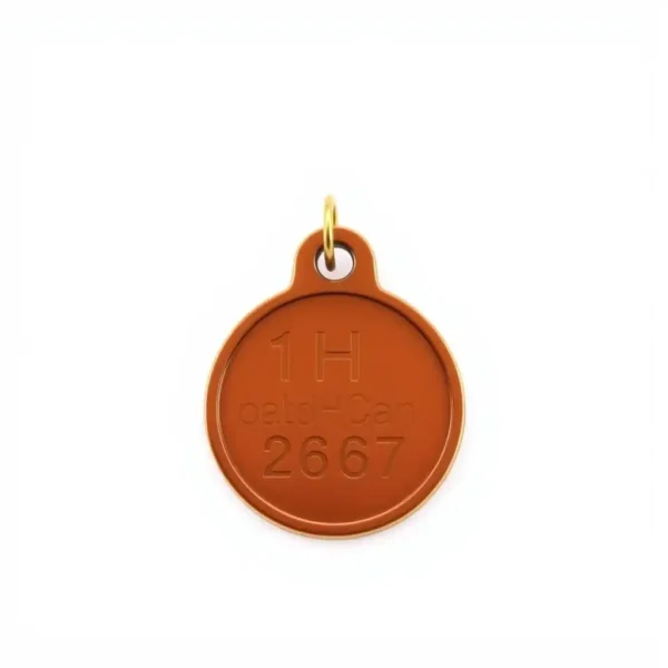 Harbour Hound Brass Pet ID Tag 28mm, professional studio product photo on a white background.