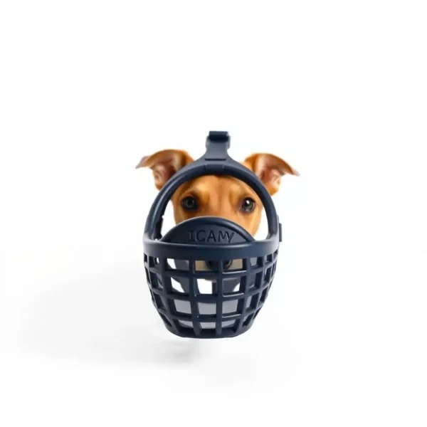 TinkerTail Flexible Rubber Dog Basket Muzzle 18–22cm, professional studio product photo on a white background.