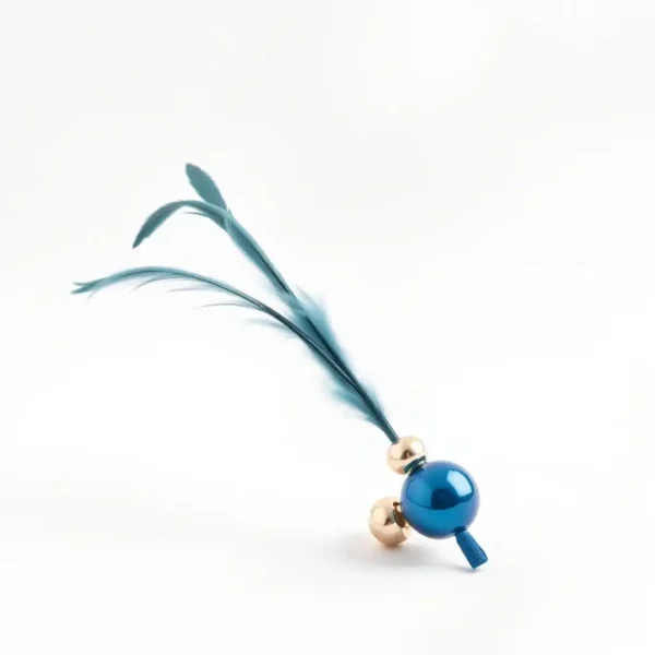 Playfern Bell & Feather Cat Teaser Wand 55cm, professional studio product photo on a white background.