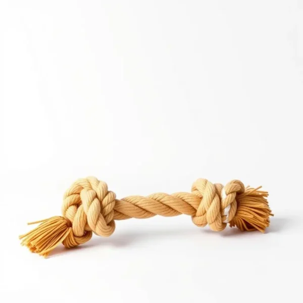 Pawberry Play Double-Knot Tug Dog Rope Toy 25cm, professional studio product photo on a white background.