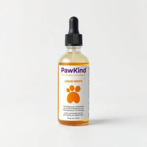 PawKind Liquid Drops Pet Vitamin Supplement 100ml, professional studio product photo on a white background.