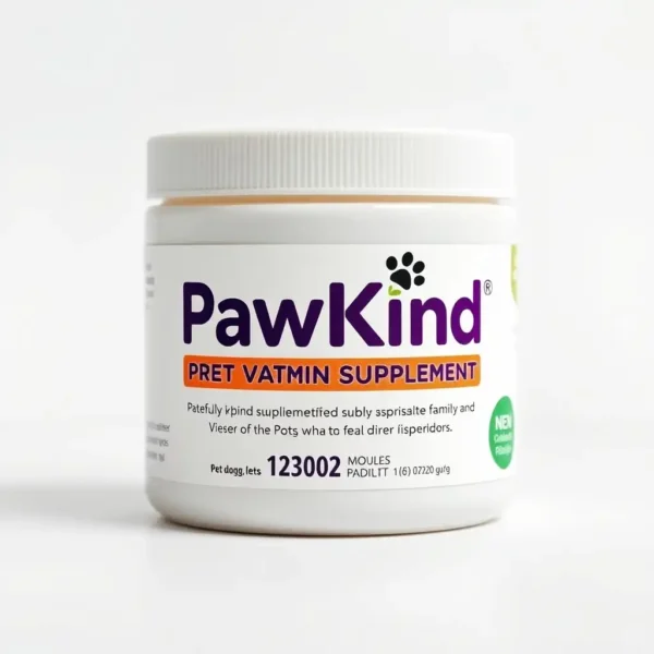 PawKind Paste Pet Vitamin Supplement 120g, professional studio product photo on a white background.