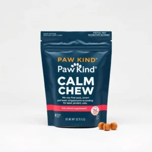 PawKind Calm Routine Chew Pet Nutritional Supplement 45 chews, professional studio product photo on a white background.