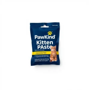PawKind Kitten Paste Pet Deworming Product 15g, professional studio product photo on a white background.
