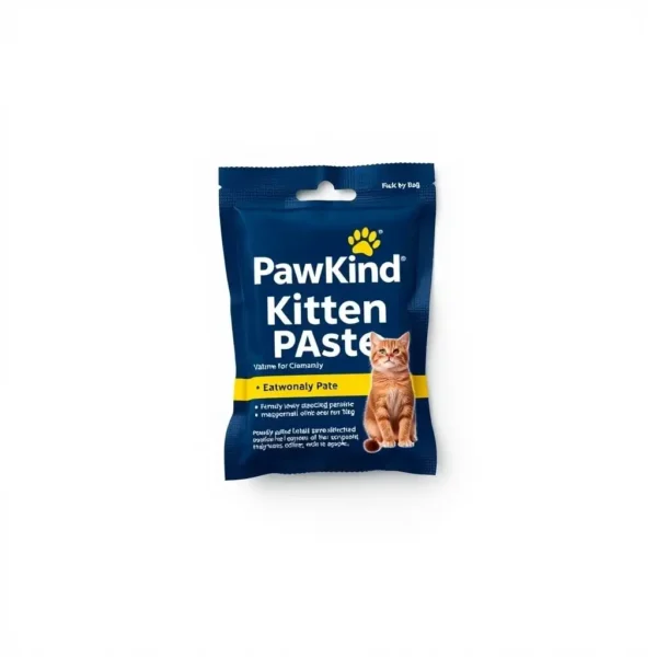 PawKind Kitten Paste Pet Deworming Product 15g, professional studio product photo on a white background.
