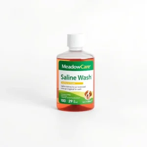 MeadowCare Saline Wash Pet First-Aid Item 100ml, professional studio product photo on a white background.