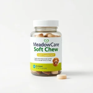 MeadowCare Soft Chew Pet Joint Supplement 45 chews, professional studio product photo on a white background.