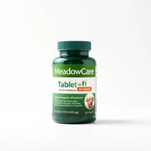 MeadowCare Tablet Pet Joint Supplement 60 tablets, professional studio product photo on a white background.