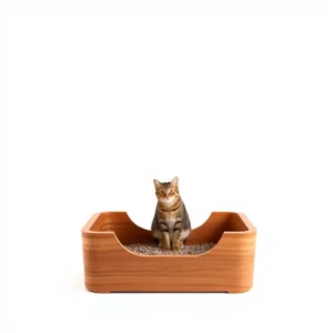 Purelily Pet Care Natural Wood Cat Litter 8L, professional studio product photo on a white background.