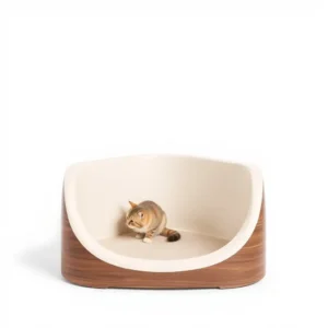 FreshNest Corner Cat Litter Box Medium, professional studio product photo on a white background.