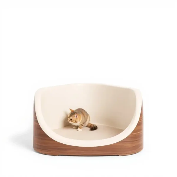FreshNest Corner Cat Litter Box Medium, professional studio product photo on a white background.