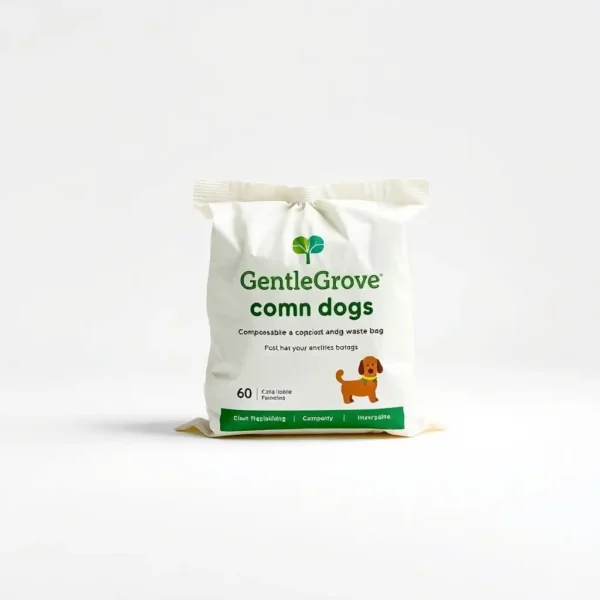 GentleGrove Compostable Dog Waste Bag 60 bags, professional studio product photo on a white background.
