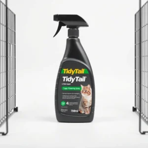 TidyTail Cage Pet-Safe Cleaning Spray 750ml, professional studio product photo on a white background.