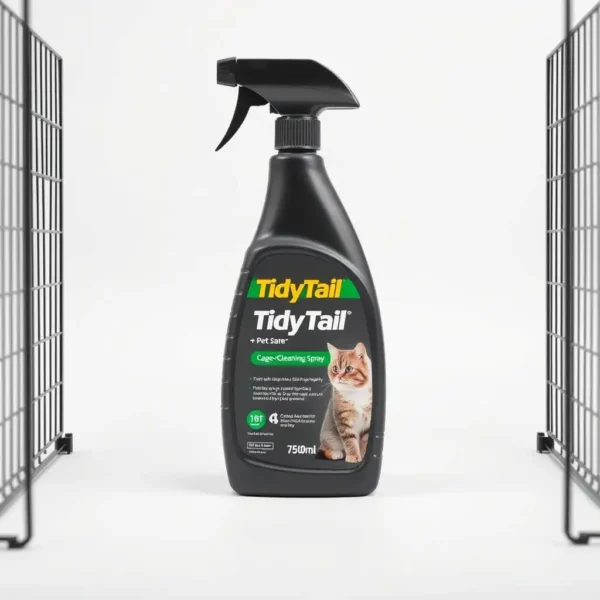 TidyTail Cage Pet-Safe Cleaning Spray 750ml, professional studio product photo on a white background.