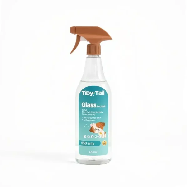TidyTail Glass Pet-Safe Cleaning Spray 650ml, professional studio product photo on a white background.