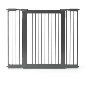 TrailPaws Extra-Wide Pet Safety Gate 95–150cm, professional studio product photo on a white background.