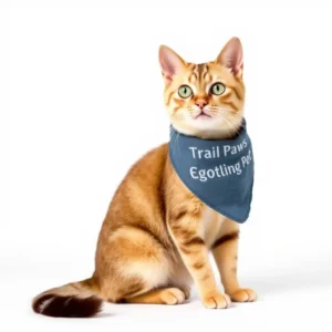 TrailPaws Linen Blend Pet Bandana 28–40cm, professional studio product photo on a white background.